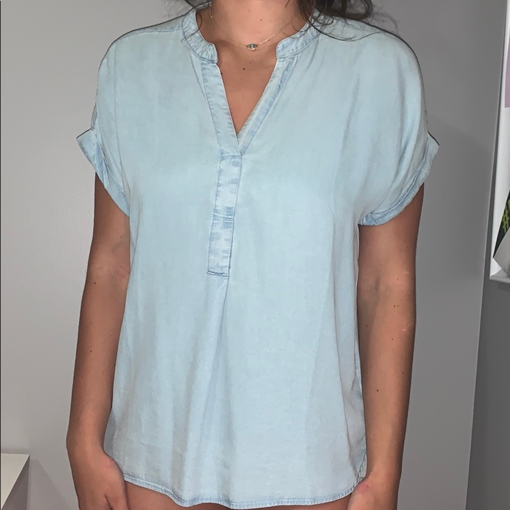 Light wash jean blouse